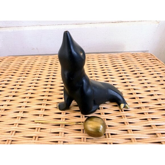 Vintage MCM Taxco Mexico Metal Seal with Ball Sculpture Figurine - Picture 4 of 11